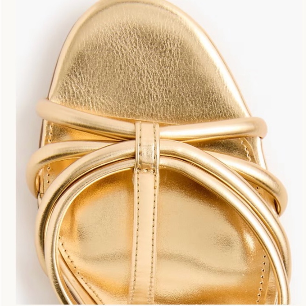 J. Crew Factory Sunkissed Metallic Gold T-Strap Heels Size 8 New in Box - Picture 3 of 11